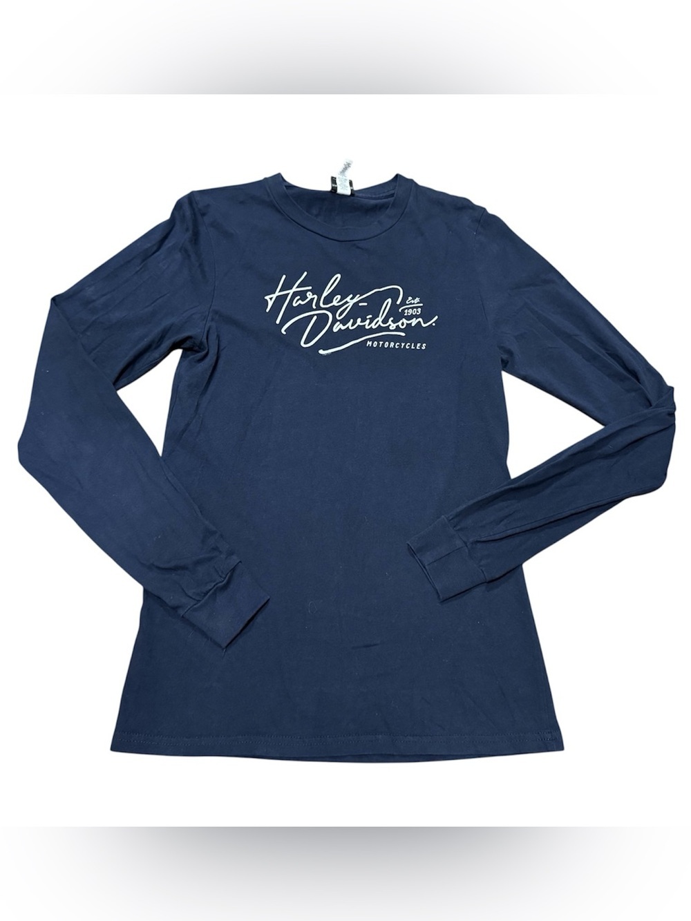 Harley Davidson Long Sleeve Shirt Blue White Rochelle Park NJ USA Size Small